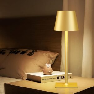 2-Pack Gold Cordless Table Lamps, Touch Dimmer, Waterproof, Portable