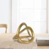 Modern Geometric Round Sculpture Gold Knot - Image 5