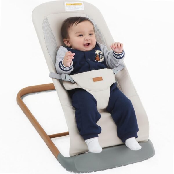 Baby Bouncer – Ergonomic Mesh Seat with 3 Recline Positions, Portable Beige