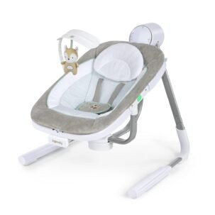 Sway Baby Swing – 5-Speed, Multi-Direction, Vibrations, Nature Sounds, Foldable (0-9M, 6-20 lbs, Ray)
