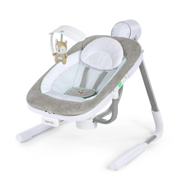 Sway Baby Swing – 5-Speed, Multi-Direction, Vibrations, Nature Sounds, Foldable (0-9M, 6-20 lbs, Ray)