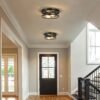 2-Pack Black Metal Flush Mount – Industrial Round Ceiling Lights - Image 4