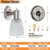 2-Pack Wall Sconces – Brushed Nickel, Frosted Glass, with Switch - Image 4