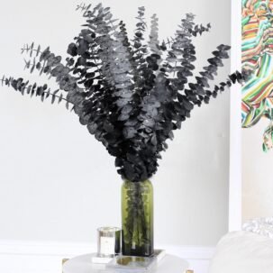 15pcs Real Black Eucalyptus Stems – 17" Preserved Leaves for DIY & Halloween Décor