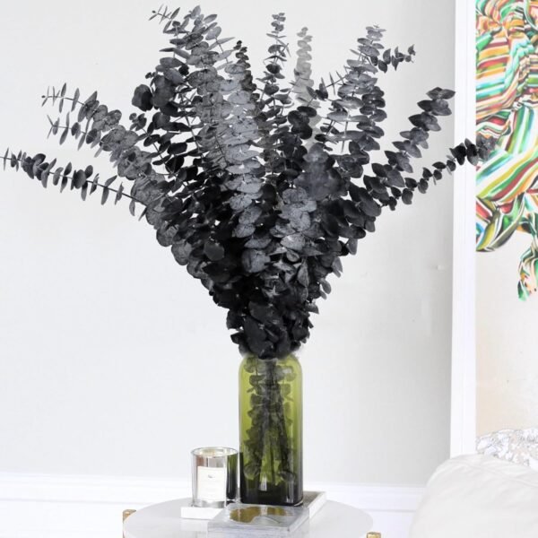 15pcs Real Black Eucalyptus Stems – 17" Preserved Leaves for DIY & Halloween Décor