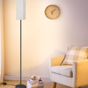 Floor Lamp with Foot Switch, Modern Minimalist Standing Lamp, Black & Beige (No Bulb)