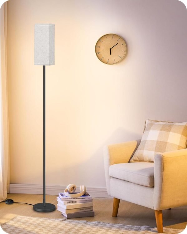 Floor Lamp with Foot Switch, Modern Minimalist Standing Lamp, Black & Beige (No Bulb)