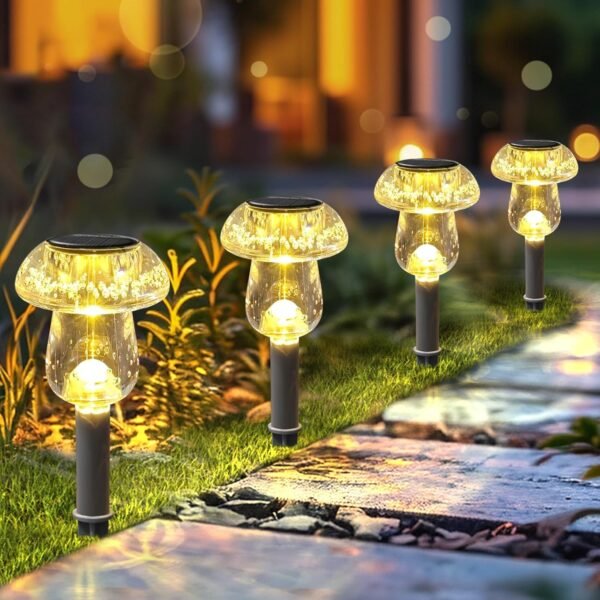 8-Pack Mushroom Solar Pathway Lights – Warm White LED, Waterproof for Yard & Garden