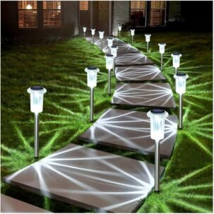 10-Pack Solar Pathway Lights – 6000K Cold White LED, Waterproof for Garden & Walkway