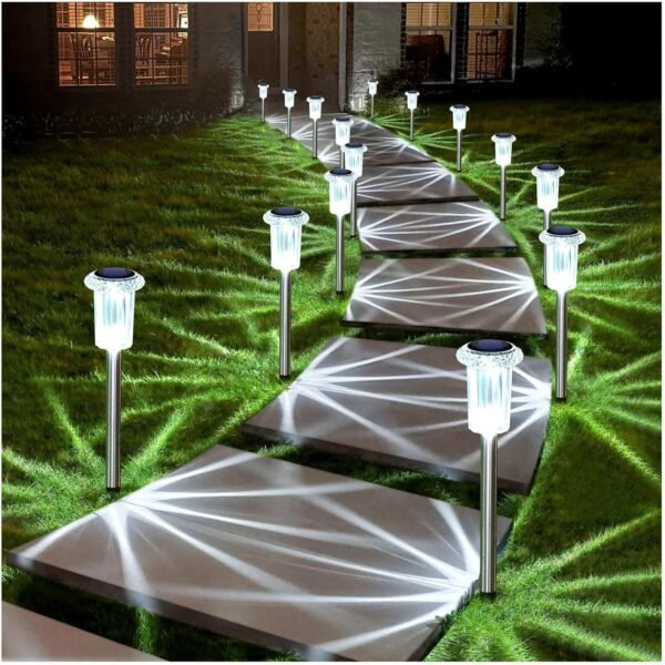 10-Pack Solar Pathway Lights – 6000K Cold White LED, Waterproof for Garden & Walkway