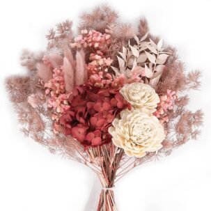 Natural Dried Flower Bouquet – Preserved Mixed Red Flowers for Home & Wedding Décor