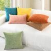 18x18 Fall Pillow Covers – 2-Pack Chenille Cushion Cases, Burnt Orange - Image 2
