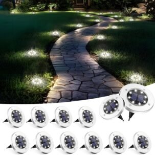 12-Pack Solar Ground Lights – Cool White, Waterproof for Pathway & Garden