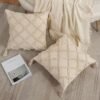 Throw Pillow Covers 18x18, Pack of 2 – Tufted Embroidered with Tassels, Beige Farmhouse Decor - Image 5