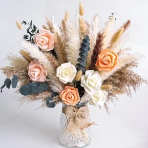 Dried Pampas Grass Bouquet – Boho Rustic Floral Arrangement for Home & Wedding
