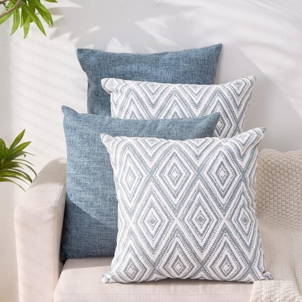 20x20 Throw Pillow Covers – Set of 4 Decorative Blue Cushion Cases for Couch & Living Room