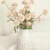 Floroom 5pcs Faux Silk Pompon Mum Flowers – Mini Chrysanthemums for DIY & Wedding Décor (Beige) - Image 2