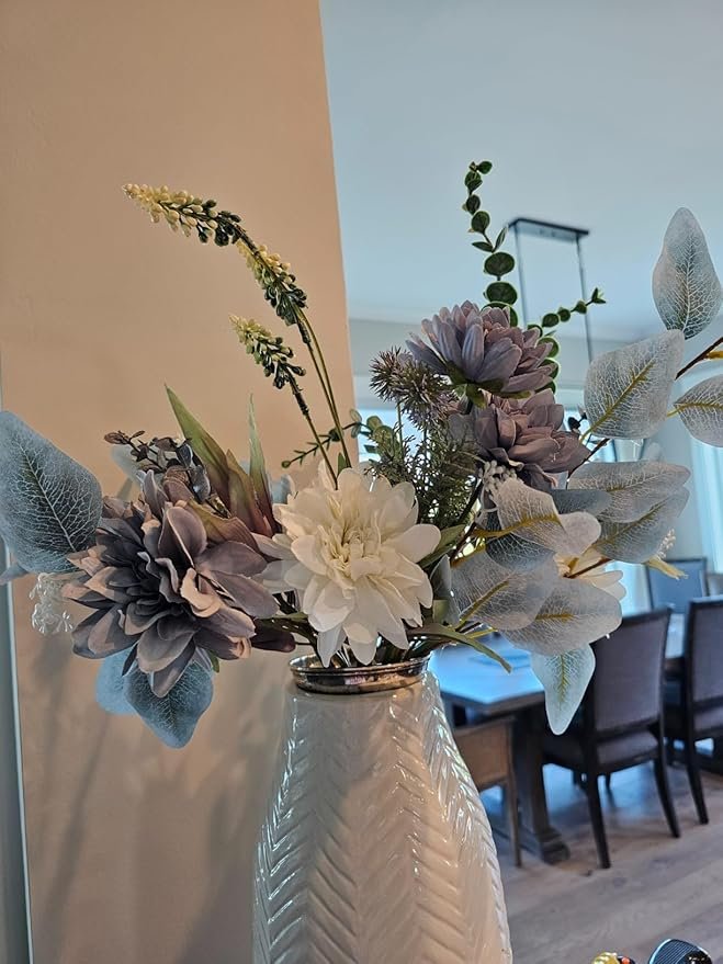 Blue & White Silk Artificial Flower Bouquet – Rustic Wedding & Home Décor - Image 3