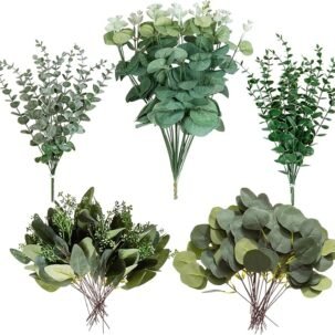 100-Pc Mixed Artificial Eucalyptus Stems – Silver Dollar Greenery for Wedding & Centerpieces