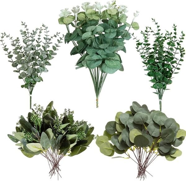 100-Pc Mixed Artificial Eucalyptus Stems – Silver Dollar Greenery for Wedding & Centerpieces