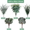 100-Pc Mixed Artificial Eucalyptus Stems – Silver Dollar Greenery for Wedding & Centerpieces - Image 2