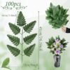 100-Pc Artificial Silk Fern Leaves – Dark Green Faux Greenery for Home & Cemetery Décor - Image 2