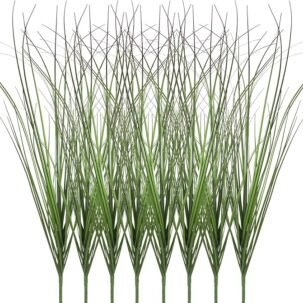 8 Bundles Artificial Onion Grass – 17" UV-Resistant Faux Shrubs for Indoor & Outdoor Décor