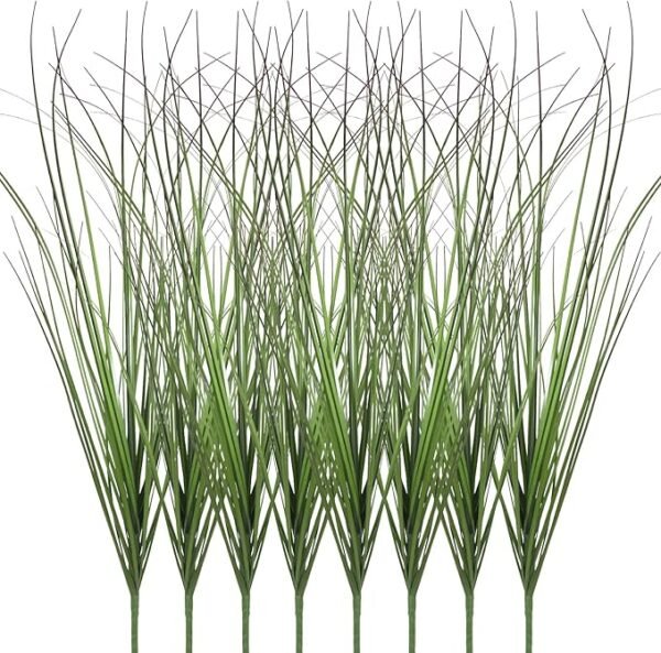 8 Bundles Artificial Onion Grass – 17" UV-Resistant Faux Shrubs for Indoor & Outdoor Décor