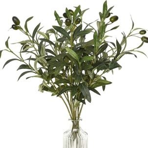 Waipfaru 3-Pack Faux Olive Branches – 18" Lifelike Greenery for Centerpieces & Vases