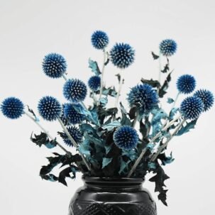 20+ Dried Blue Thistle Flowers – 15" Preserved Echinops for Wedding & Home Décor