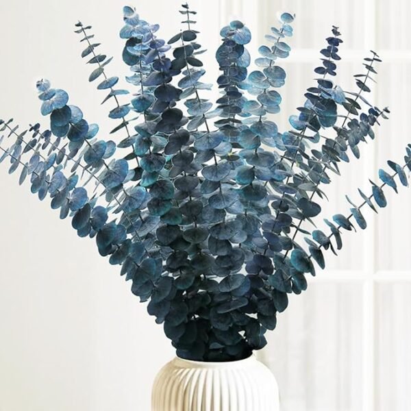 16pcs Preserved 17" Eucalyptus Stems – Natural Blue Dried Flowers for Home & Wedding