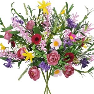 3-Bundle Artificial Rose & Daisy Floral Arrangement – 19.6in Faux Flowers for Home & Wedding