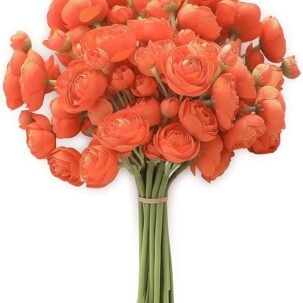 Floroom 18-Pc Burnt Orange Artificial Ranunculus – Silk Wedding & DIY Flowers