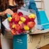 Benchmark Bouquets 24-Stem Rainbow Roses with Vase – Fresh Flower Gift for Any Occasion - Image 2