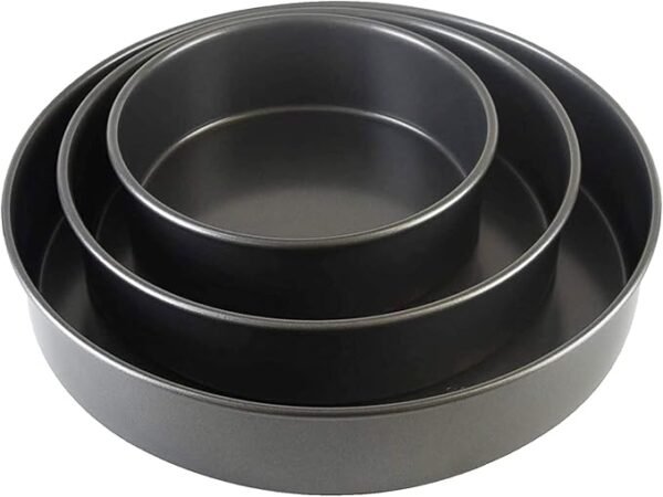 Chicago Metallic 3-Piece Round Cake Pan Set – 6", 8", 10" Nonstick Carbon Steel