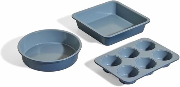 Our Place Wonder Oven Baker’s Kit – 3-Piece Ceramic Nonstick Bakeware Set (Blue Salt)