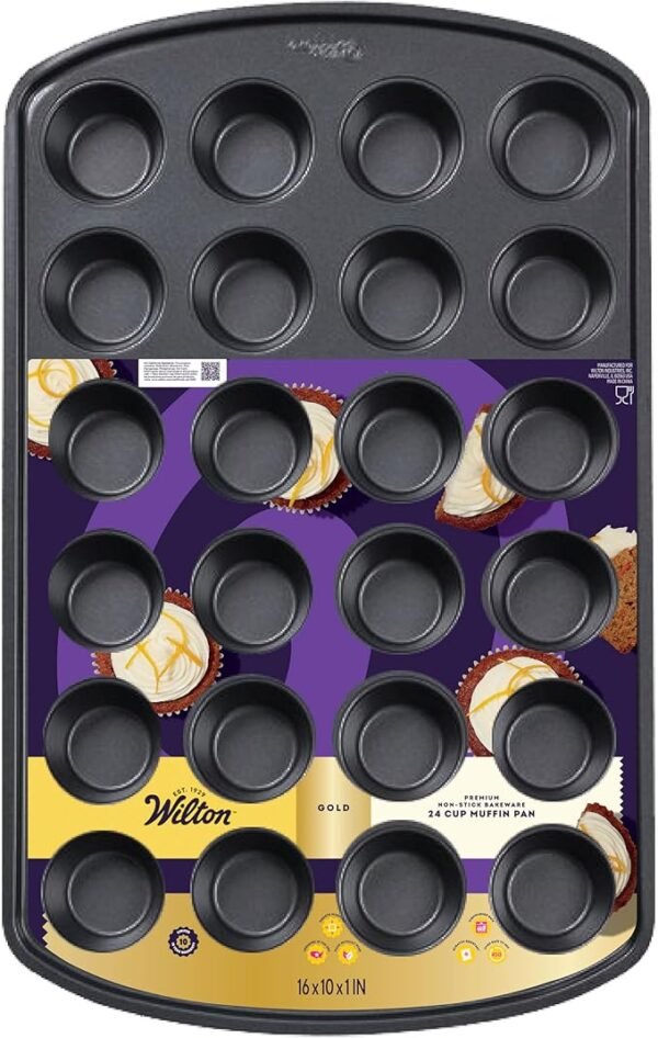 Wilton Gold Premium Non-Stick Bakeware 24 cup Muffin Pan, 16x10x1 in