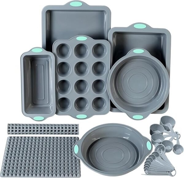 To Encounter 8-in-1 Silicone Baking Set – 6 Molds & 2 Nonstick Mats, Light Grey