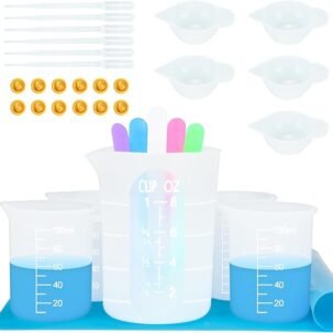 Silicone Measuring Cups Kit – Non-Stick 250 & 100ml with Resin Tools & Silicone Mat