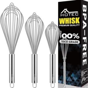 4-Piece Stainless Steel Whisk Set – Balloon & Wire Whisks for Beating & Blending