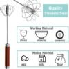 Semi-Automatic Stainless Steel Hand Whisk – Rotary Egg Beater (3 Colors) - Image 3