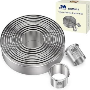12-Pc Round Cookie & Biscuit Cutter Set – Graduated Stainless Steel Circles (1"–4.5")