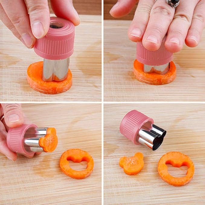 12-Pc Vegetable & Fruit Cutter Set with Melon Baller & Brush – Kids Baking & Crafts (Pink) - Image 2