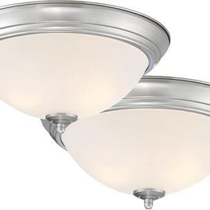 Designers Fountain 2-Pack 11" LED Flush Mount – Frosted Glass, Brushed Nickel