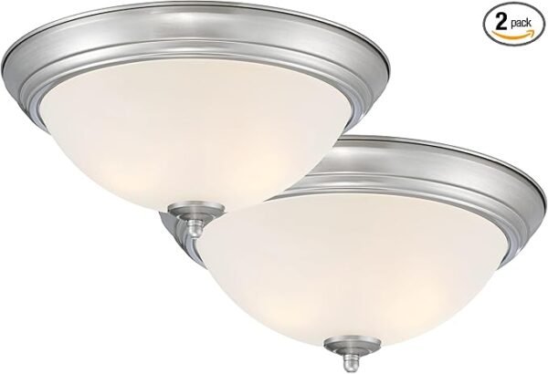 Designers Fountain 2-Pack 11" LED Flush Mount – Frosted Glass, Brushed Nickel