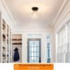 Vintage Globe Semi Flush Mount Ceiling Light – Small Black Fixture for Bedroom, Hallway, Kitchen - Image 2