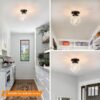 Vintage Globe Semi Flush Mount Ceiling Light – Small Black Fixture for Bedroom, Hallway, Kitchen - Image 4