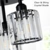 3-Light Crystal Semi Flush Mount Ceiling Light – Modern Black with Clear Shades for Kitchen, Hallway, Bedroom - Image 4