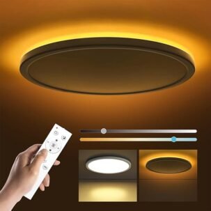 12" LED Flush Mount Ceiling Light – Remote, Adjustable 2000K-6500K, Low Profile, White