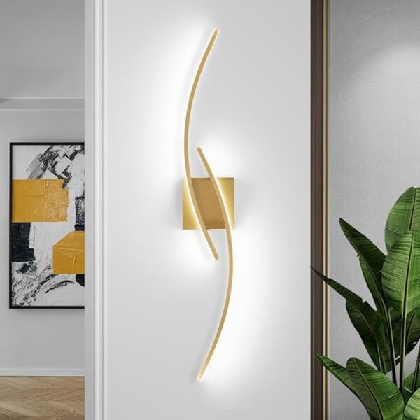 Modern LED Wall Sconce – 31.5" Hardwired, 6000K, Gold for Living Room, Bedroom, Hallway